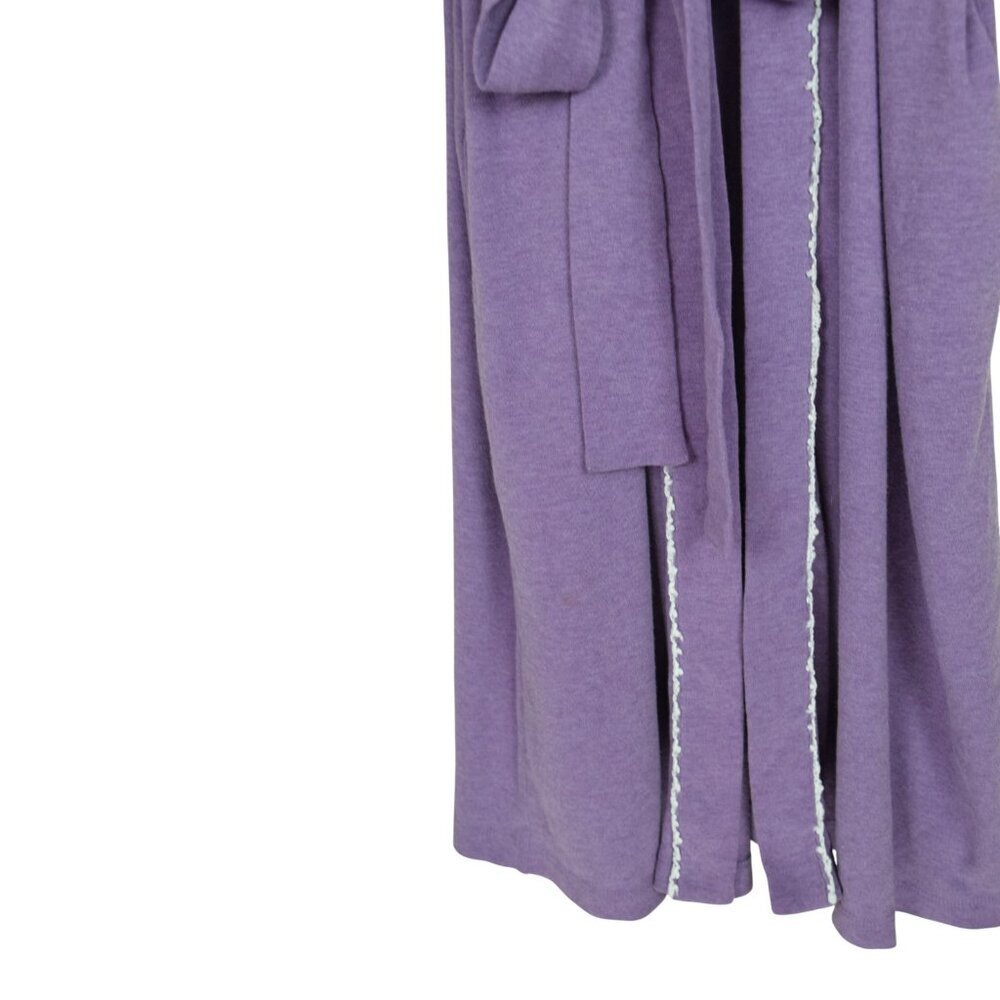 EILEEN WEST COTTON PURPLE LONG SLEEVE BELTED POCKETS ROBE - Picture 7 of 10